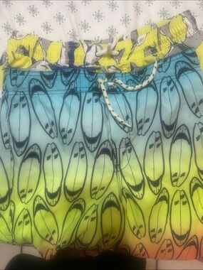 OshKosh B'gosh Neon Blue and Yellow Surf Print Swim Shorts
